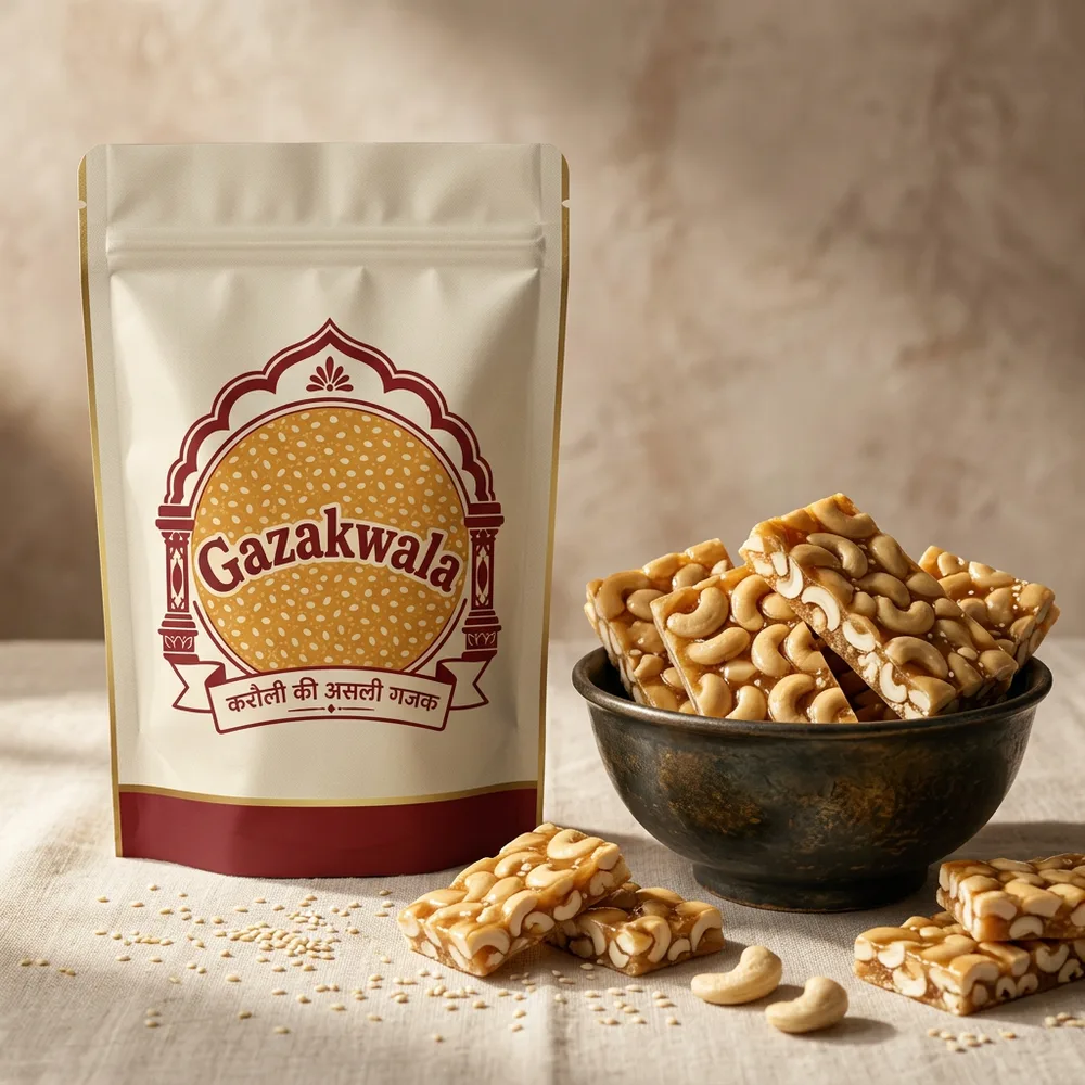 Kaju Chikki — काजू चिक्की — jaggery chikki from Karauli, Rajasthan